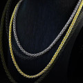 Gold and Silver 3 mm Wheat Chain Necklace 3 mm gold and silver Wheat Chain necklace