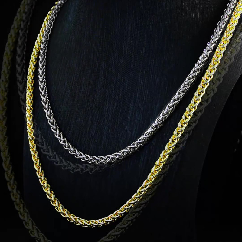 Gold and Silver 3 mm Wheat Chain Necklace 3 mm gold and silver Wheat Chain necklace