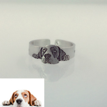 Pet Dog Cat Photo Engraved Ring With Free Sterling Silver Necklace · Pet Memorial Ring · Personalized Pet Remembrance