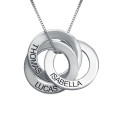 Personalised Three-Ring Russian Necklace Three interlocking Russian ring necklace with hand-stamped wording