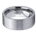 Silver brushed and polished 8 mm tungsten carbide men's ring