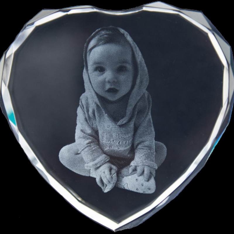 Baby Heart 3D Crystal Heart-shaped crystal with baby photo engraving