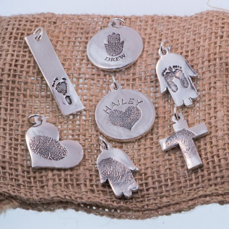 Personalized Fingerprint Sterling Silver Charm Necklace Personalized fingerprint sterling silver charm necklace
