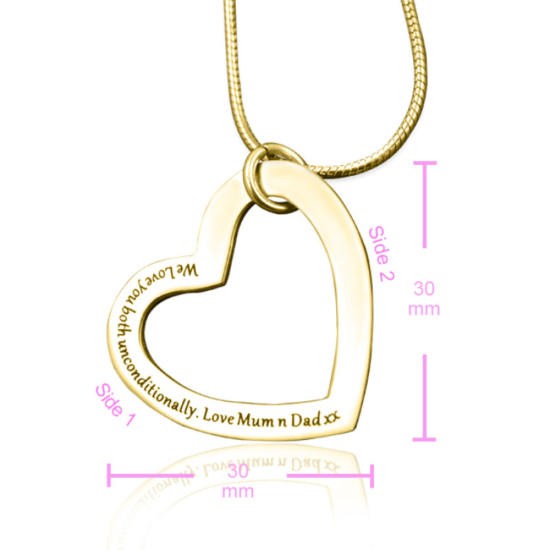 Always in My Heart Pendant - Measurement View Measurement view of the Personalised Always in My Heart pendant in gold finish