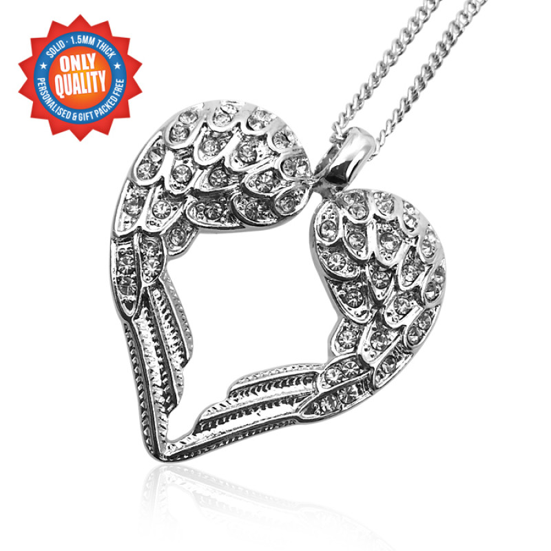 Personalised Angels Heart Sterling Silver Personalised Angels Heart sterling silver jewellery