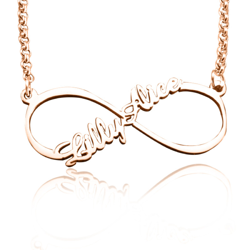 Rose Gold Personalised Infinity Name Necklace Rose gold plated personalised single infinity name necklace