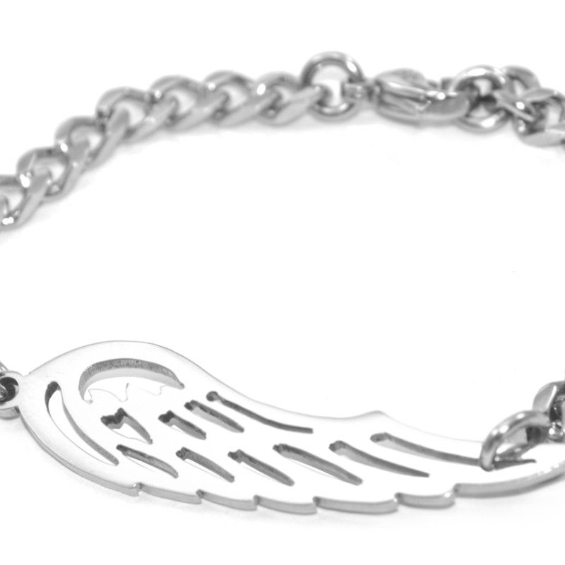 Personalised Angels Wing Bracelet - Silver Personalised silver Angels Wing Bracelet