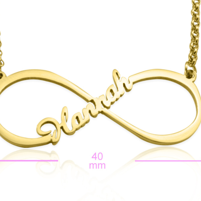 Personalised Infinity Name Necklace Size View Size view of a personalised single infinity name necklace