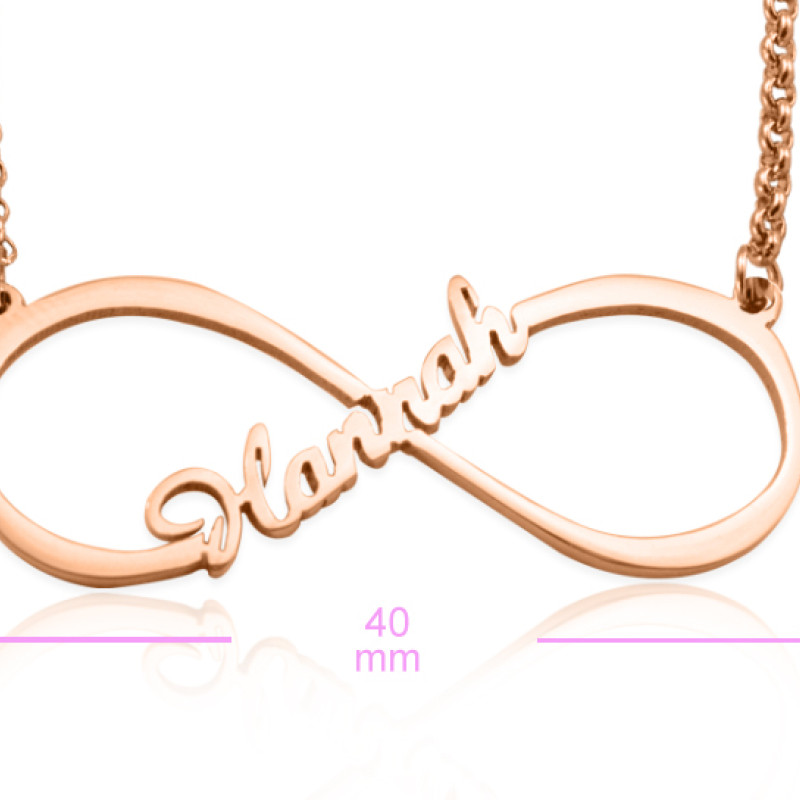 Infinity Name Necklace Size Reference Size reference image for the rose gold infinity name necklace