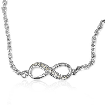 Personalised Neatie Crystal Infinity Bracelet/Anklet - Sterling Silver