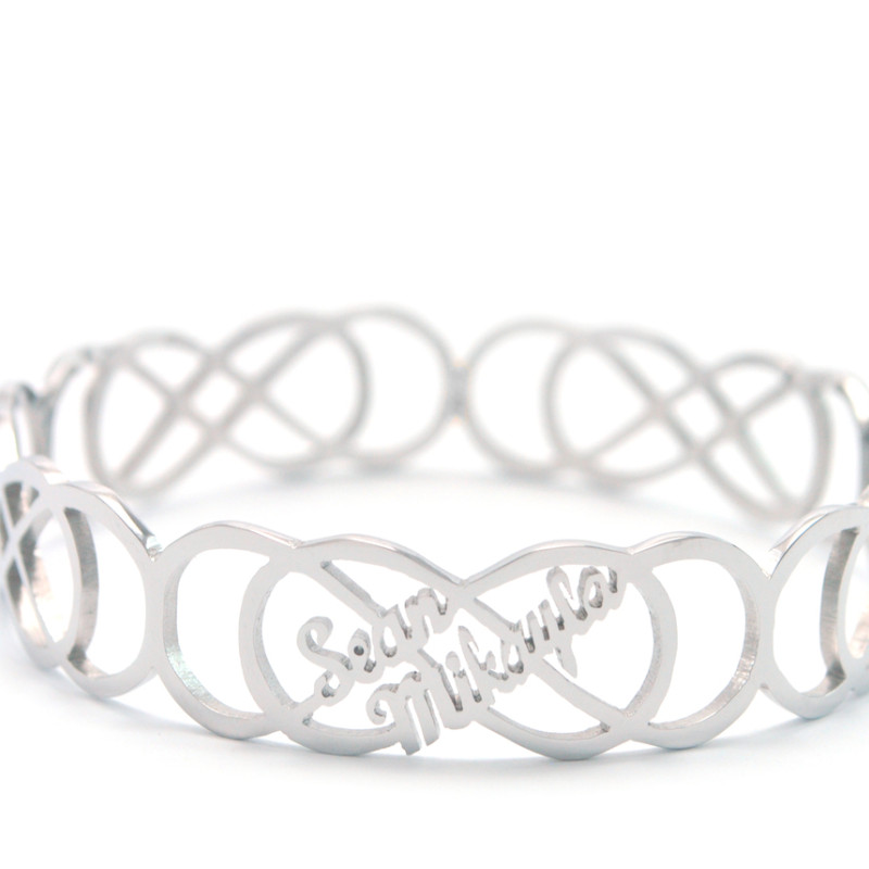Personalised endless double infinity bangle