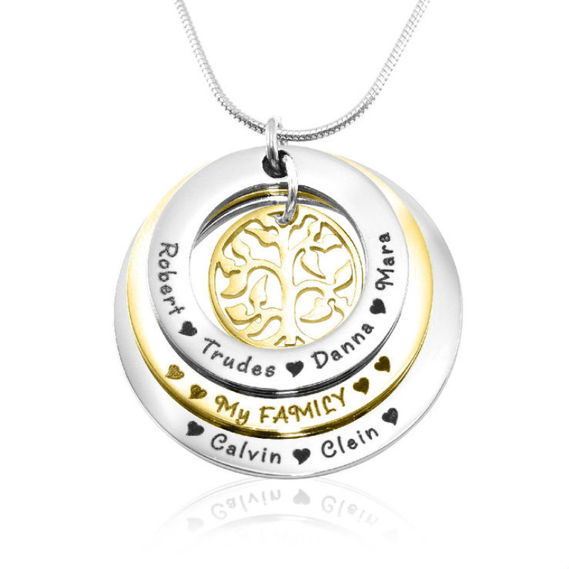 Personalised Family Triple Love Two-Tone Jewellery Personalised Family Triple Love two-tone gold and silver jewellery