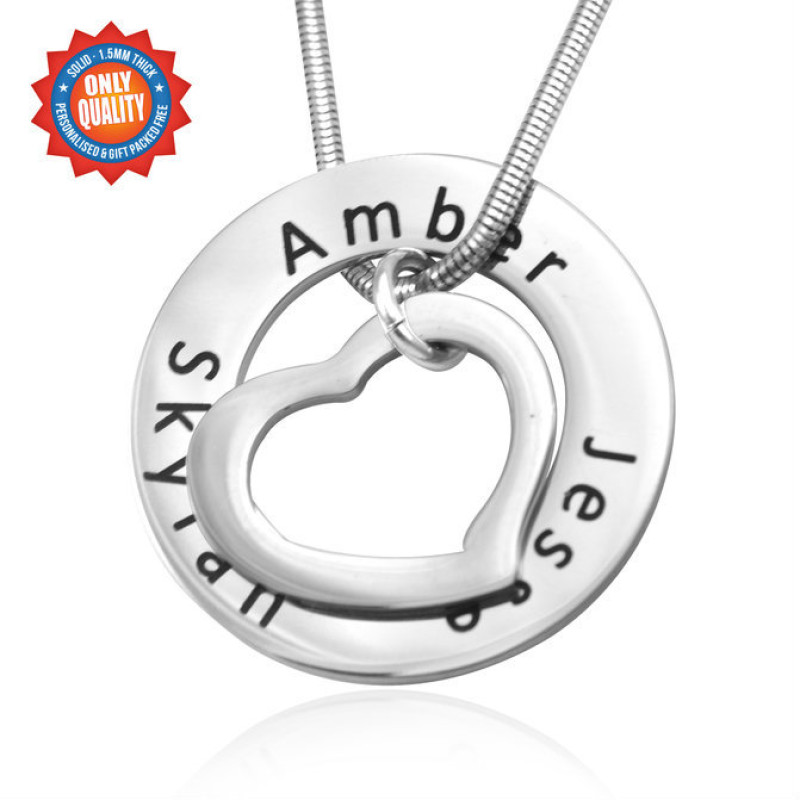 Personalised Heart Washer Necklace Personalised heart washer necklace in silver
