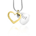 Two-tone gold and silver Personalised Love Forever heart pendant necklace
