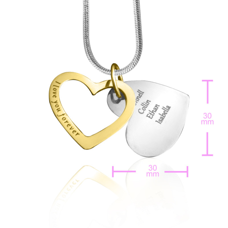 Size view of the Personalised Love Forever heart pendant