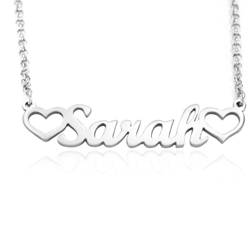 Heart Personalised Name Necklace Personalised silver name necklace with heart ornament