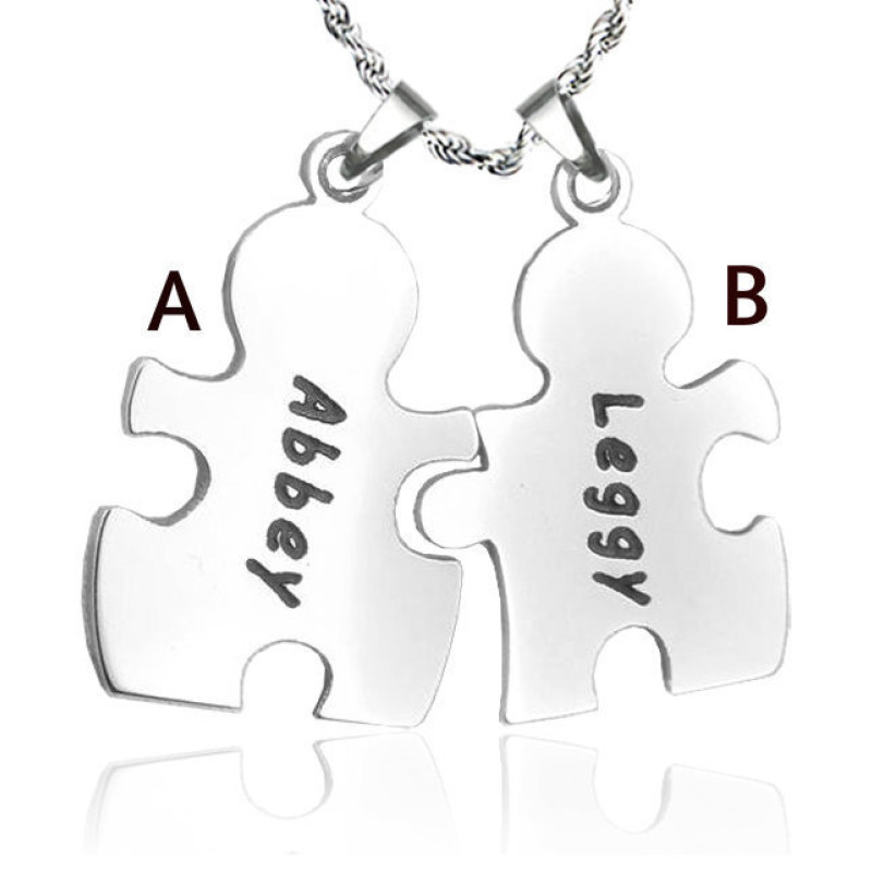 Personalised Puzzle Necklace Two-piece personalised puzzle necklace
