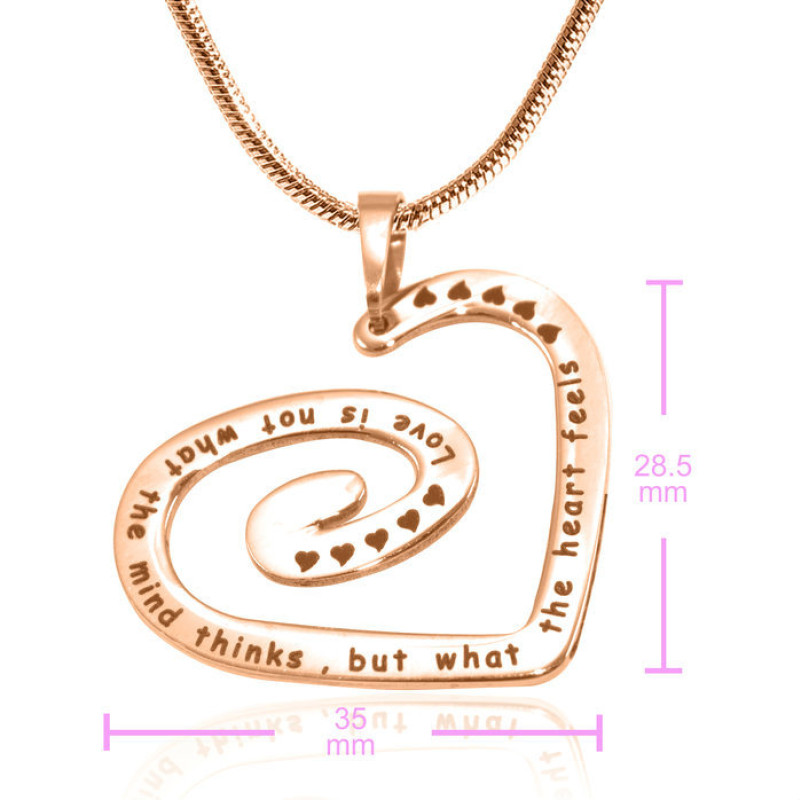 Measurement view of the Personalised Swirls of My Heart necklace