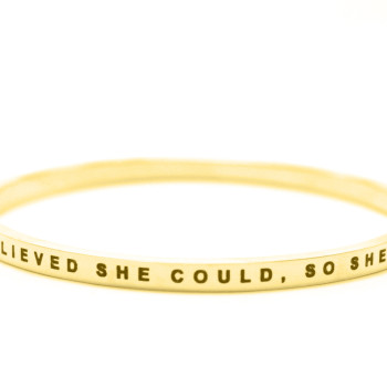 Personalised She Believed She Could Bangle 18ct Gold Plated