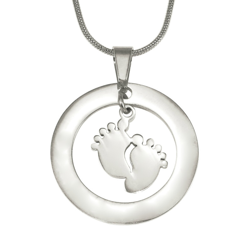 Single Feet Silver Necklace Close-Up Close-up view of the Single Feet silver necklace