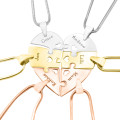 Three-Tone Hexa Heart Puzzle Necklace Detail Three-tone six-piece heart puzzle necklace detail