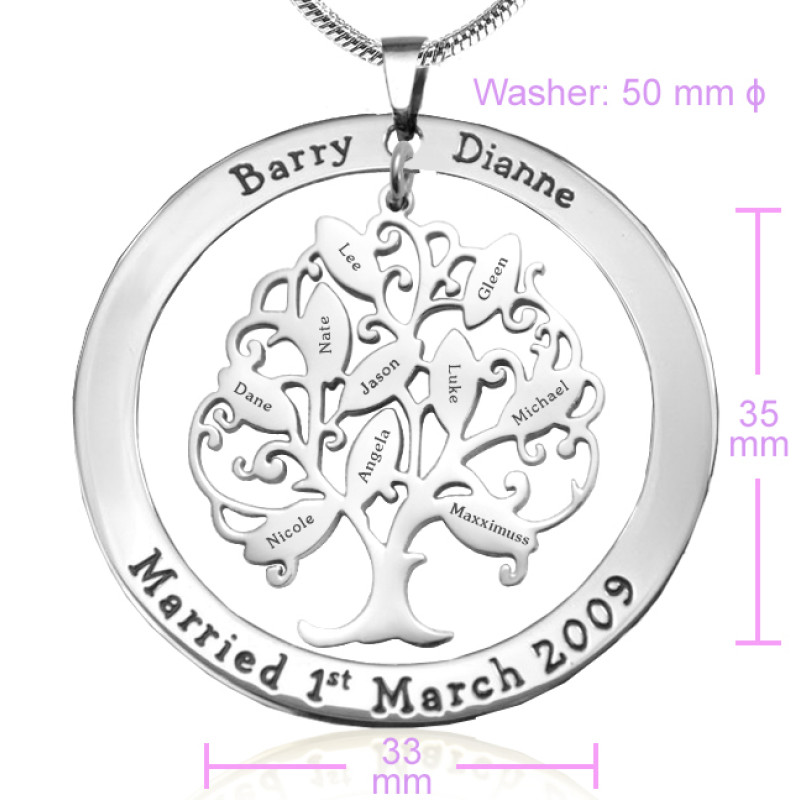 Tree of My Life Silver Washer Necklace Personalised Tree of My Life silver washer necklace