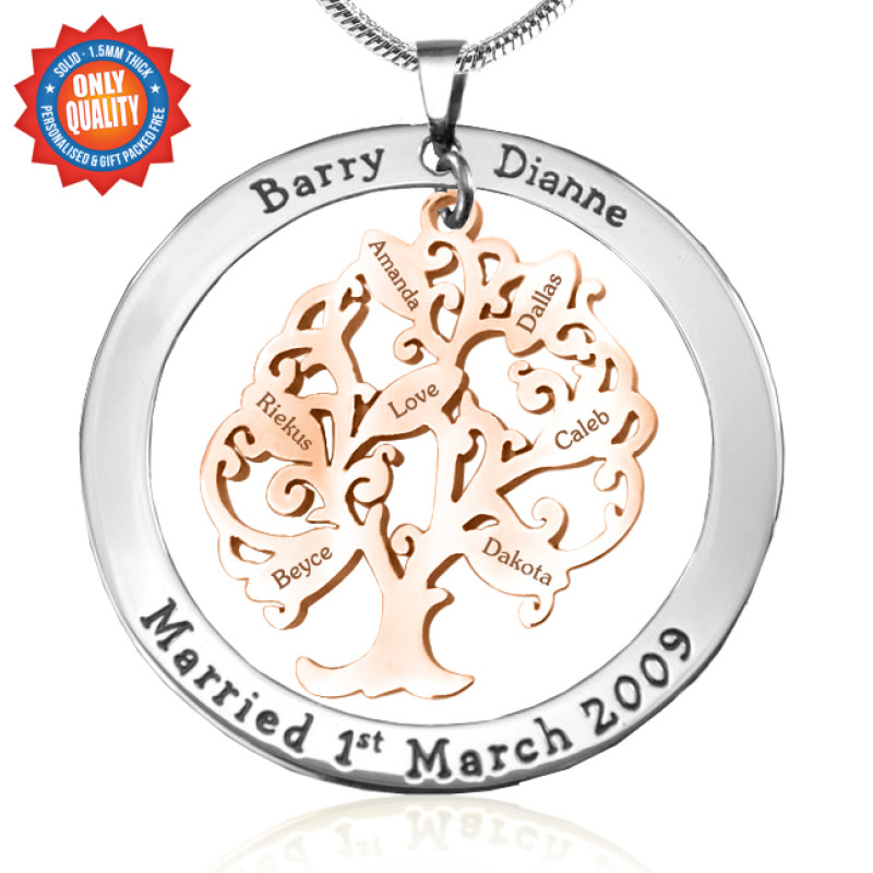 Personalised Tree of My Life Washer Pendant Personalised Tree of My Life washer pendant with a rose gold tree design