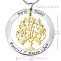 Personalised two-tone Tree of My Life washer pendant with gold tree detail