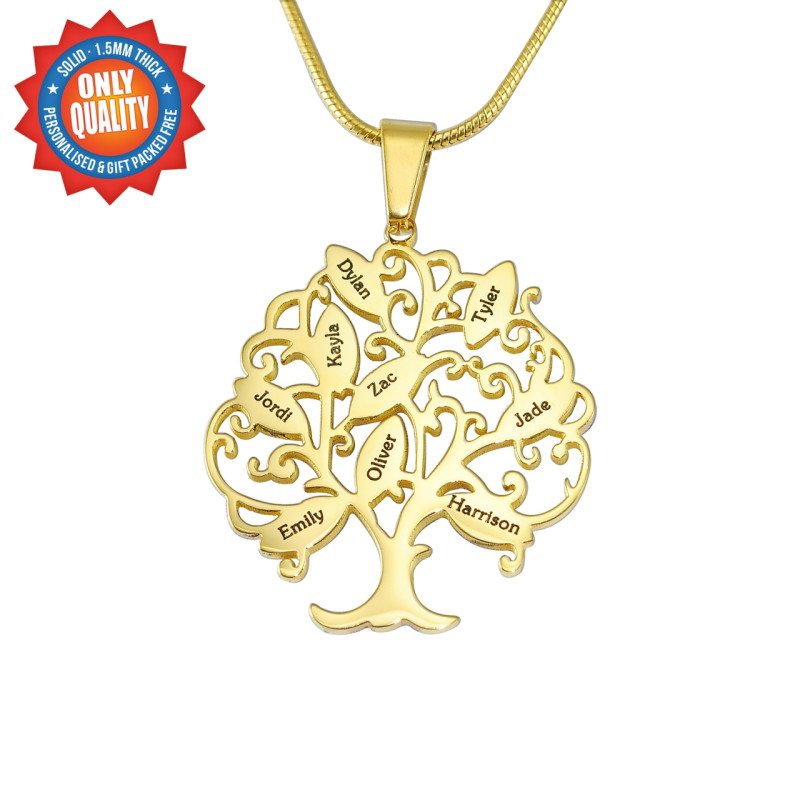 Personalised Tree of My Life Necklace 9 in 18ct gold plated finish