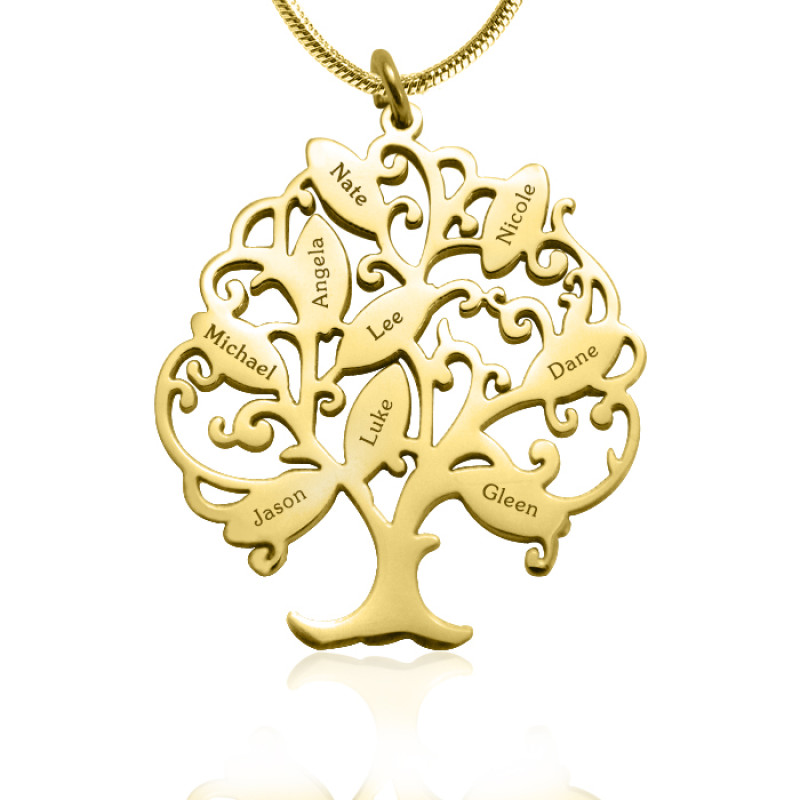 Personalised Tree of My Life Necklace 9 in gold finish