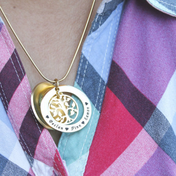 Personalised My Family Tree Dome Necklace - 18ct Gold Plated Personalised My Family Tree Dome Necklace - 18ct Gold Plated