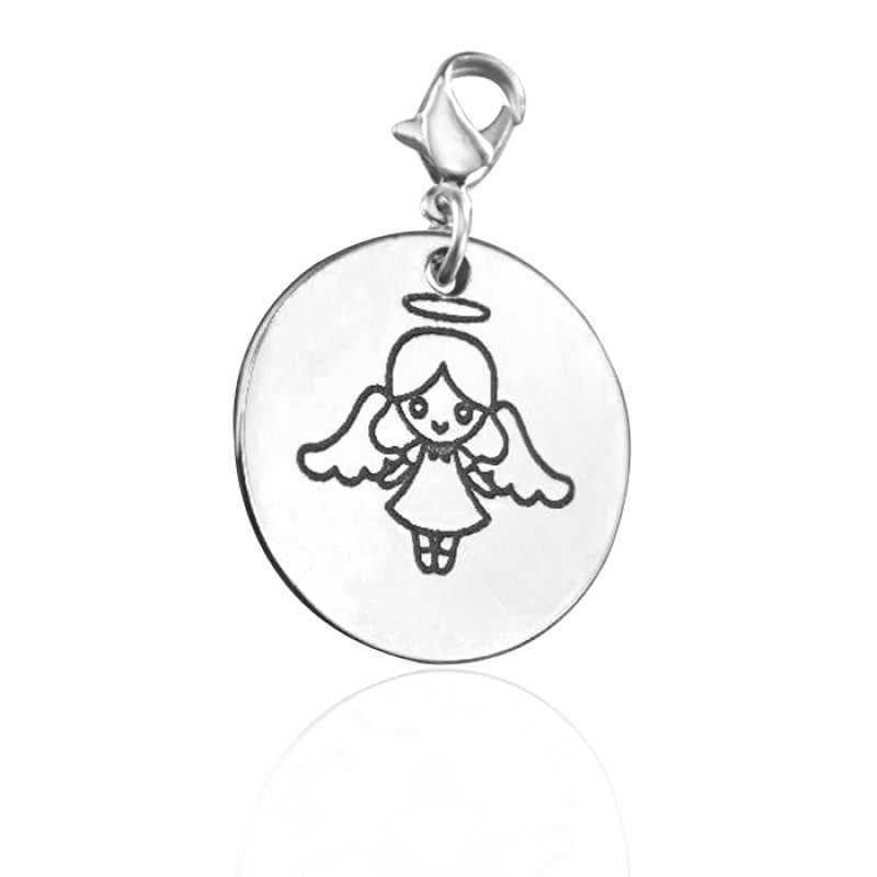 Personalised Angel Charm Silver Personalised angel charm jewellery