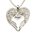 Personalised Angel Heart Necklace Personalised Angels Heart Necklace with Heart Insert