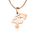 Three personalised heart puzzle pendants that connect to form a heart