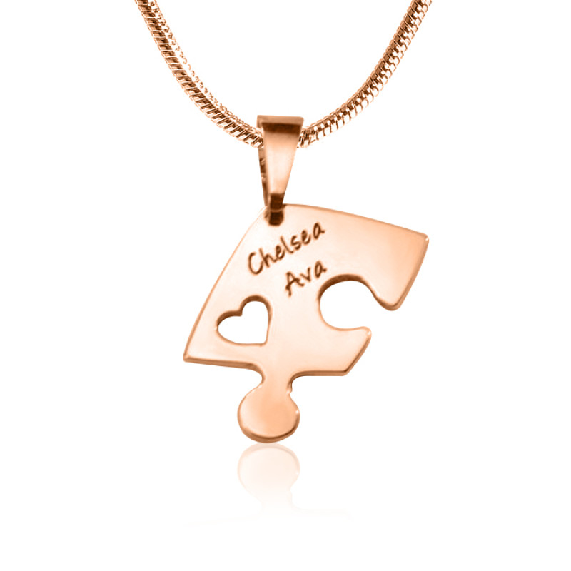 Three personalised heart puzzle pendants that connect to form a heart