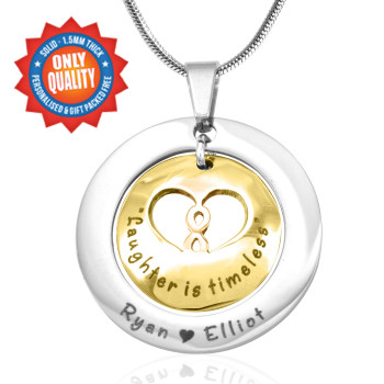 Personalised Infinity Dome Necklace - Two Tone - Gold Dome Silver
