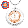 Personalised two-tone infinity dome necklace in rose gold and silver