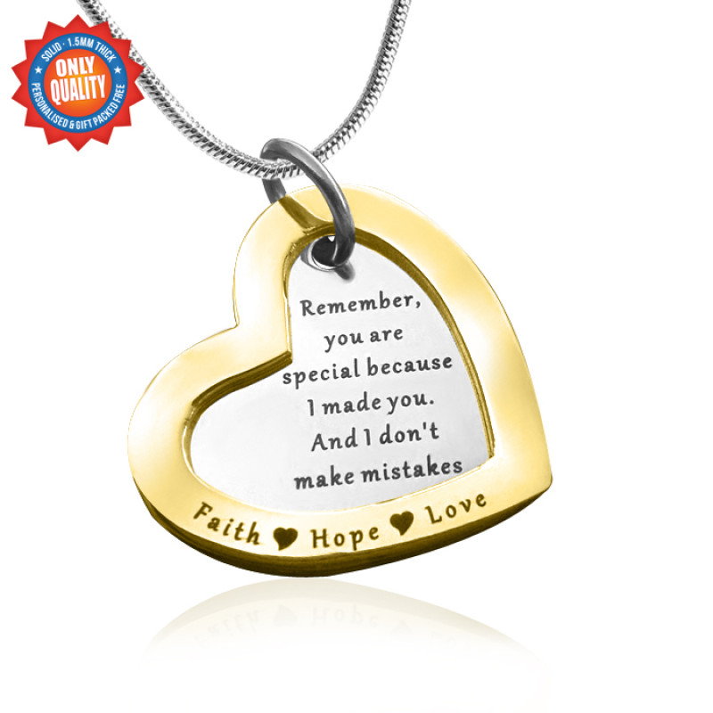Personalised Love Forever two-tone gold heart pendant necklace