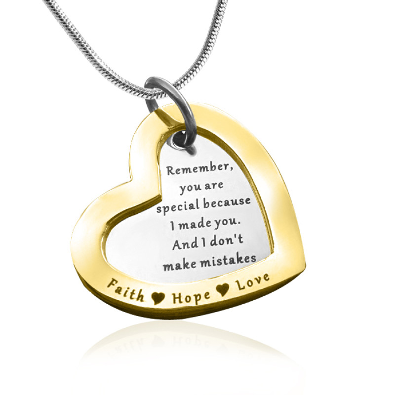 Two-tone gold Personalised Love Forever heart pendant necklace