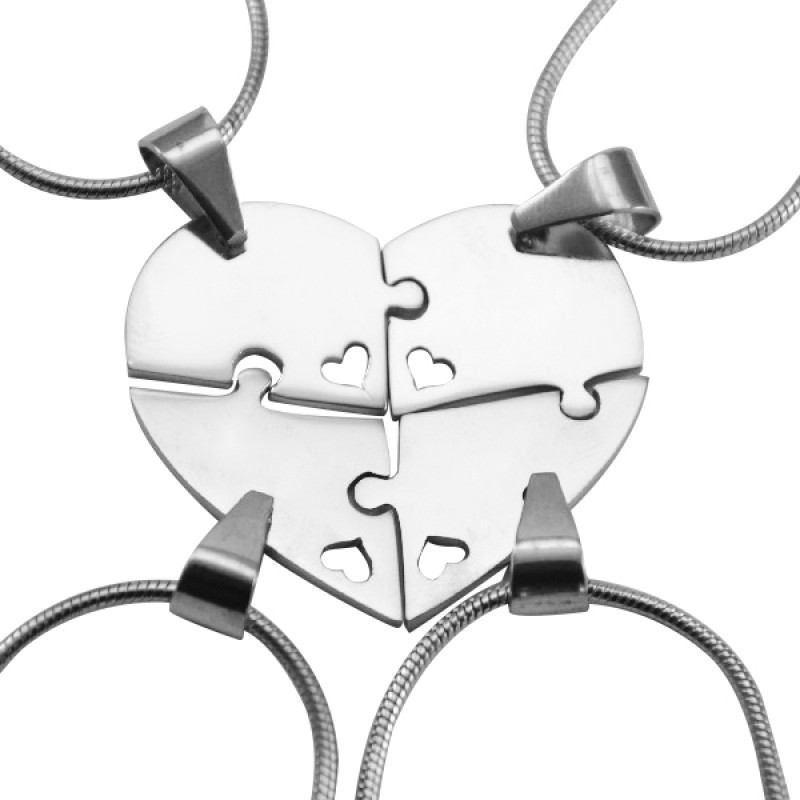 Silver Quad Heart Puzzle Necklace Set Silver Quad Heart Puzzle necklace set