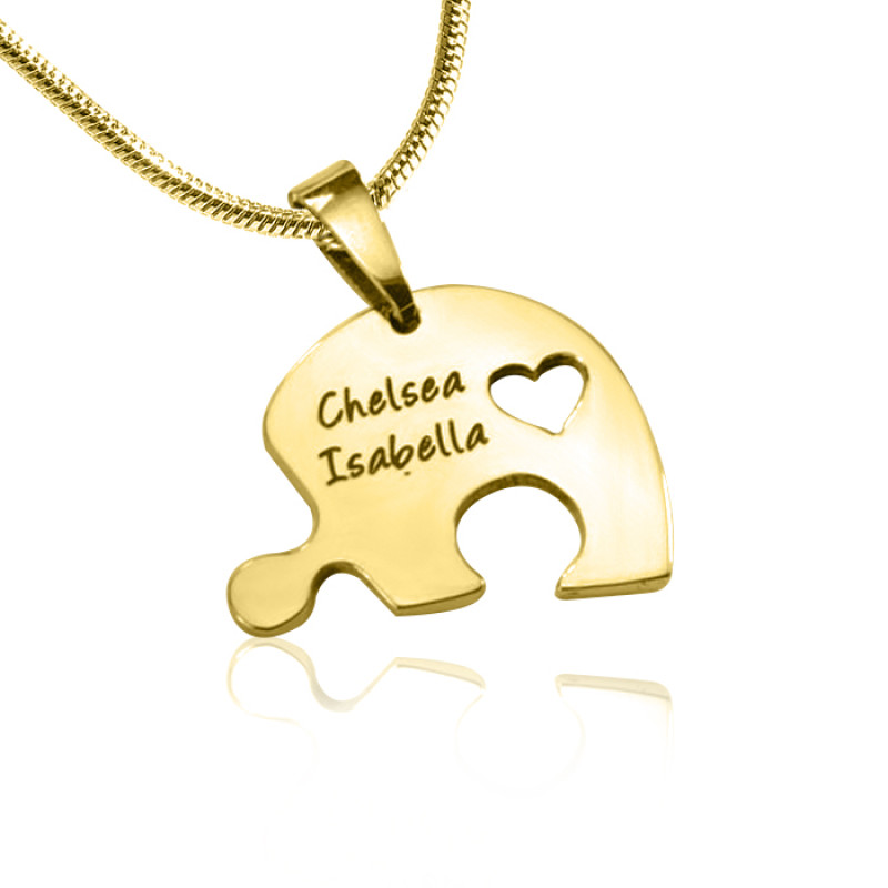 Three personalised heart puzzle pendants that connect to form a heart