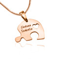 Three personalised heart puzzle pendants that connect to form a heart