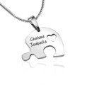 Three personalised heart puzzle pendants that connect to form a heart