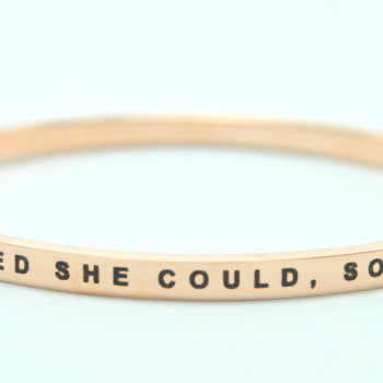 Personalised She Believed She Could Bangle 18ct Gold Plated