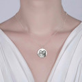 Round photo necklace with engraved text