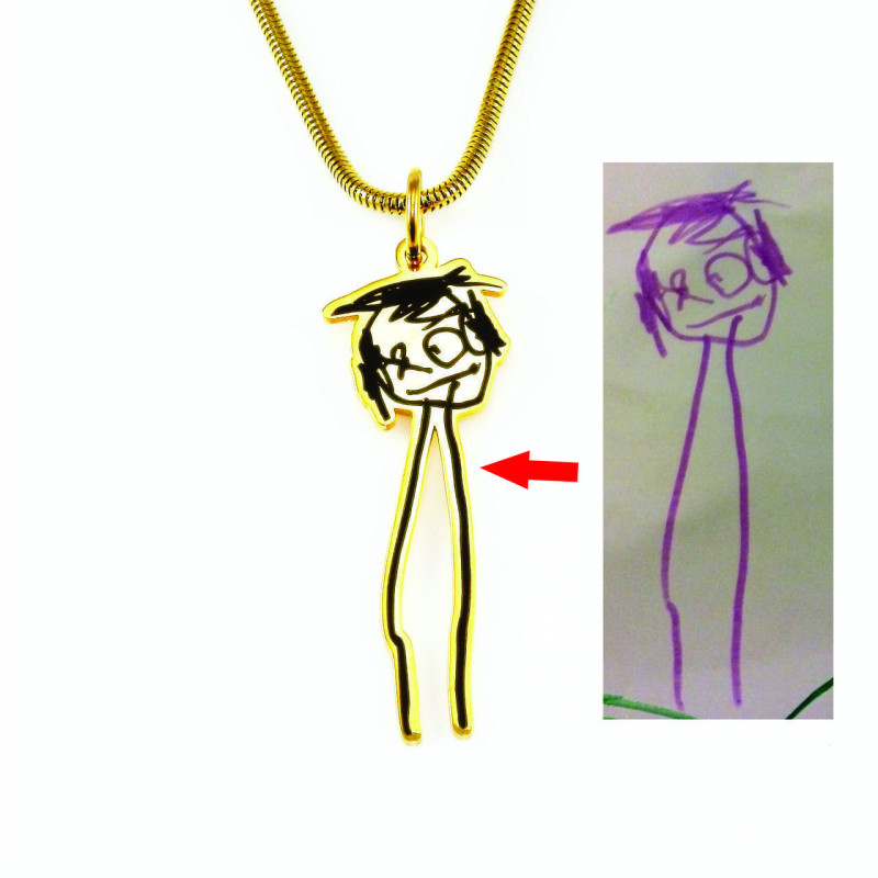 Kids' Drawing Necklace Example Custom kids' drawing necklace example