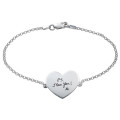 Heart-shaped engraved handwriting bracelet with a Rolo chain