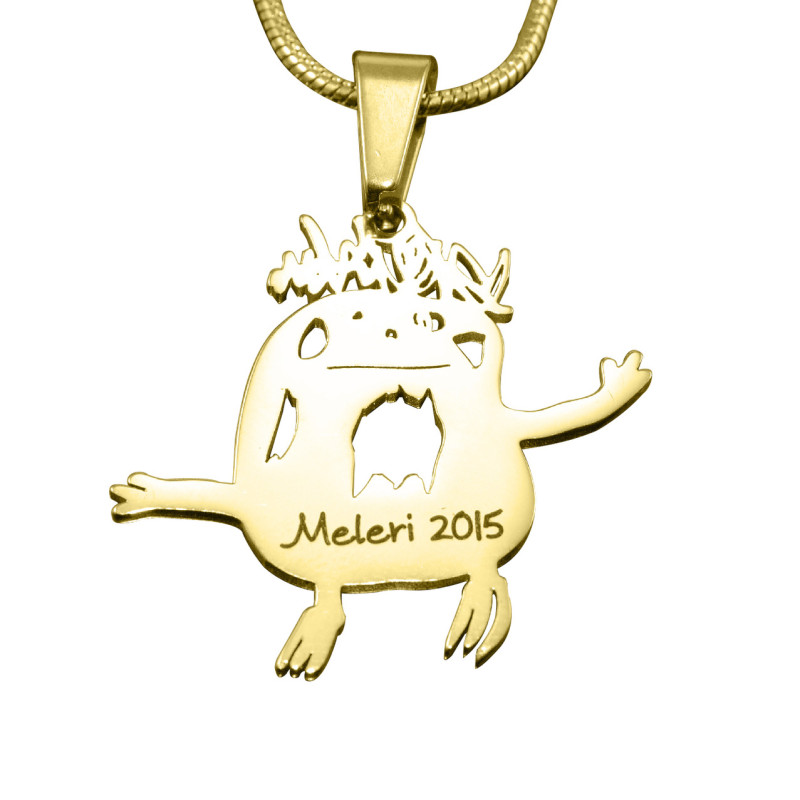 Gold Kids' Drawing Necklace Gold custom kids' drawing necklace example