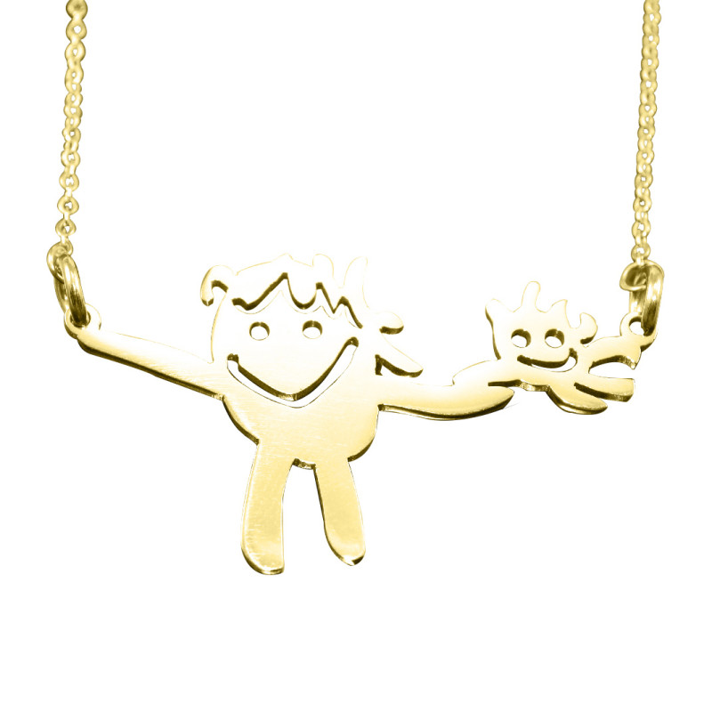 Gold Kids' Drawing Necklace Gold custom kids' drawing necklace example