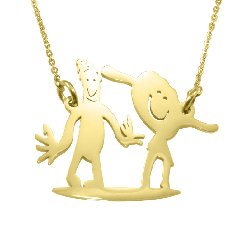 Gold Kids' Drawing Necklace Gold custom kids' drawing necklace example